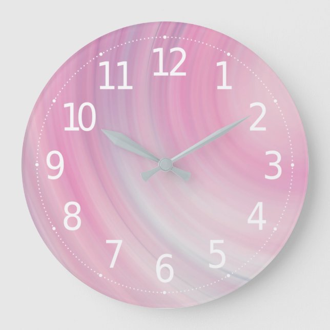 Simple Elegant Peach Pink Waves | Wall Clock Große Wanduhr (Vorderseite)