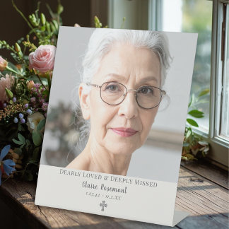 Simple Elegant Photo Funeral Pedestal Sign Sockelschild