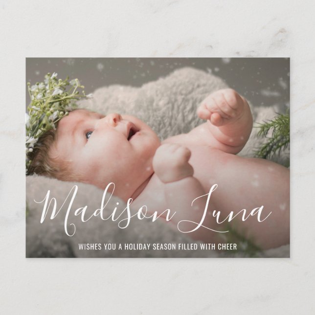 Simple Elegant Photo Holiday Faire-part de naissan (Devant)