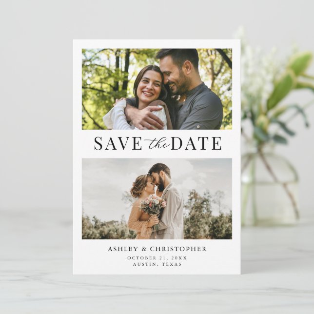 Simple Elegant Photo Wedding Save the Date (Stehend Vorderseite)