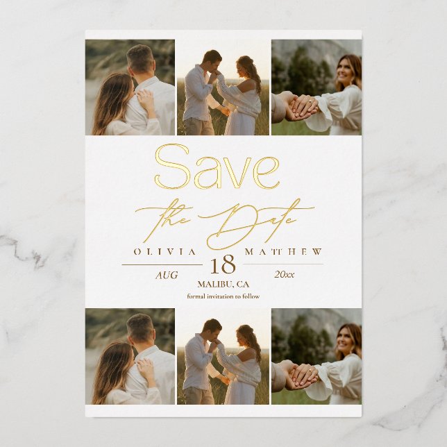 Simple Elegant Photo Wedding Save The Date Folieneinladung (Vorderseite)