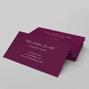 Simple Elegant Pianist Burgundy Visitenkarte