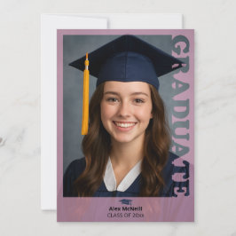 Simple Elegant Pink Photo Template Graduation Einladung