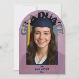 Simple Elegant Pink Round Photo Graduation Einladung