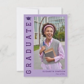 simple elegant purple graduation announcement  dankeskarte