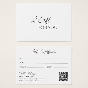 Simple Elegant QR Code Modern Cadeau Certificat