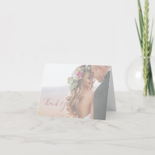 Simple Elegant Rose Gold Photo Carte de remercieme