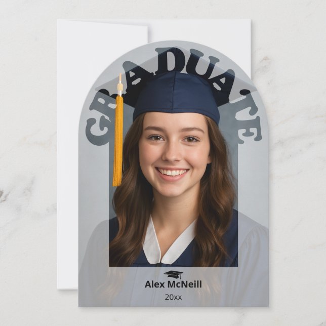 Simple Elegant Round Photo Graduation Einladung (Vorderseite)