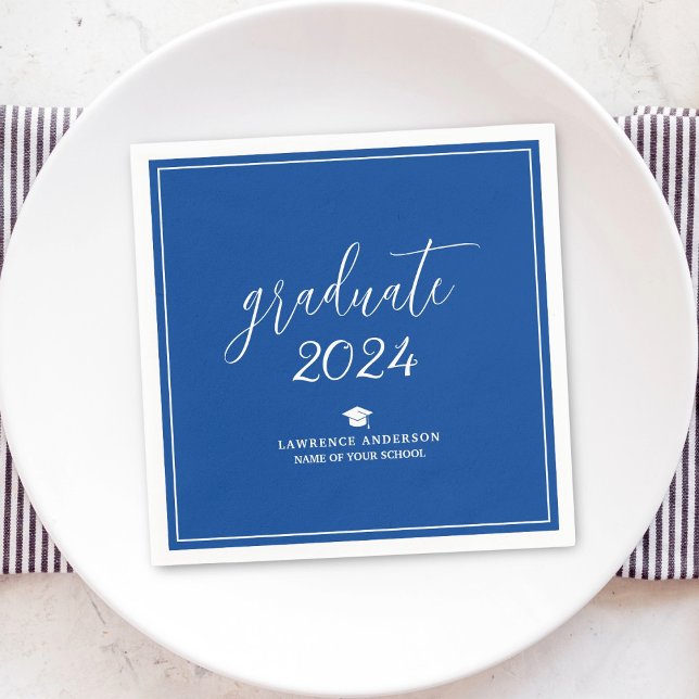 Simple Elegant Royal Blue Graduate 2024 Abschluss Serviette (Von Creator hochgeladen)