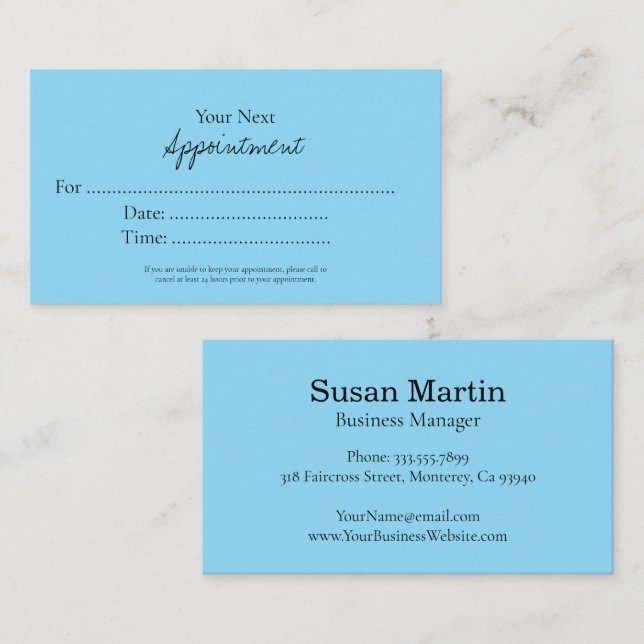 Simple Elegant Script Appointment Card Terminkarte (Vorne/Hinten)