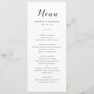 simple élégant script mariage menu