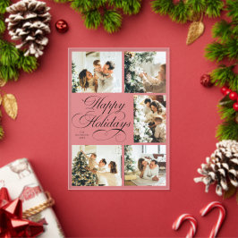 Simple Elegant Script Photo Collage Christmas Card Acryleinladungen