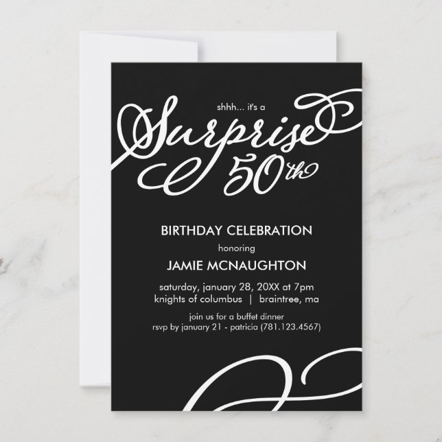 Simple, Elegant Surprise Invitation 50e anniversai (Devant)