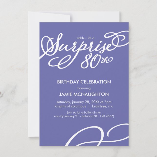 Simple, Elegant Surprise Invitation de 80e anniver (Devant)
