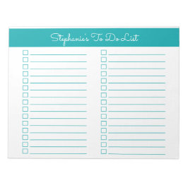 Simple Elegant Teal 8.5x11 Two Column Checklist Notizblock