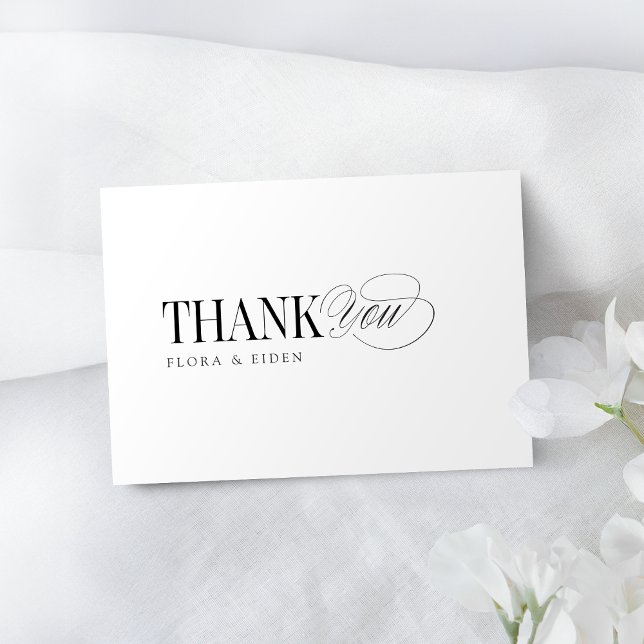 Simple Elegant Timeless Typography Thank You Mitteilungskarte (Simple Elegant Timeless Typography Thank You Note Card)