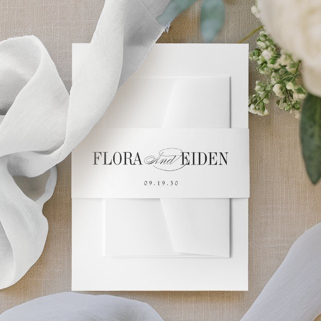 Simple Elegant Timeless Typography Wedding Einladungsbanderole (Simple Elegant Timeless Typography Wedding Invitation Belly Band)