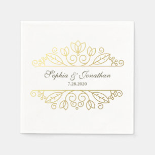 SImple Elegant Vintag Chic Gold Wedding Custom Serviette
