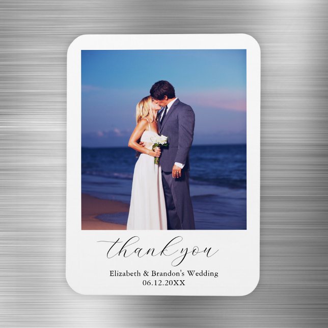 Simple Elegant Wedding Foto Vielen Dank Magnet (Simple Elegant Wedding Photo Thank You Magnet
)