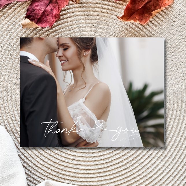 Simple Elegant Wedding Foto Vielen Dank Postkarte (Simple Elegant Wedding Photo Thank You Postcard)