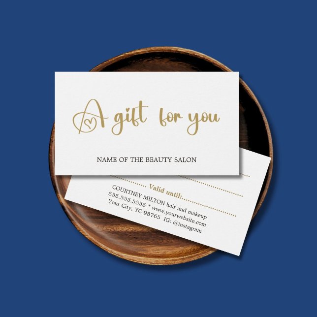 Simple Elegant White Faux Gold Beauty Carte cadeau (Créateur téléchargé)
