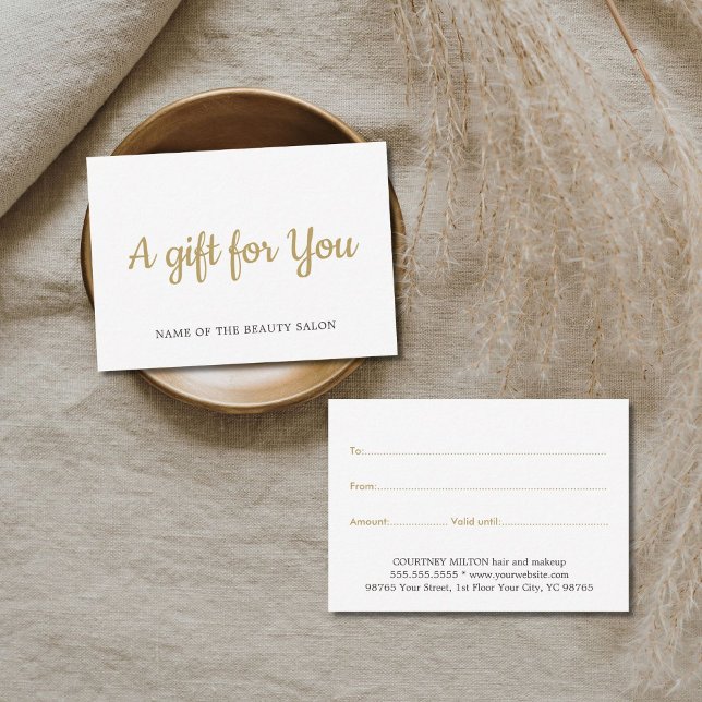 Simple Elegant White Faux Gold Beauty Gift card Mitteilungskarte (Von Creator hochgeladen)
