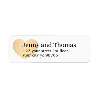 Simple Elegant White Gold Heart Wedding Label