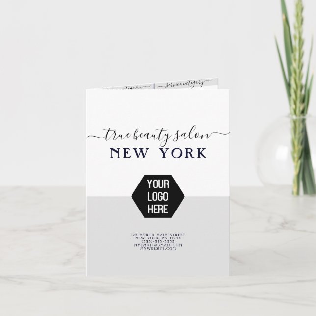 Simple Elegant White Grey Logo Salon Tarifs (Devant)