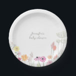 Simple Elegant Wildflower Baby Shower  Pappteller<br><div class="desc">Celebrate the upcoming arrival of your new bundle of joy with my simple watercolor floral baby shower stationery and party decor!  Featuring beautiful watercolor wildflowers and elegant,  whimsical typography.</div>