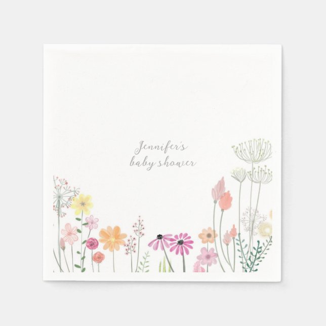 Simple Elegant Wildflower Baby Shower  Serviette (Vorderseite)