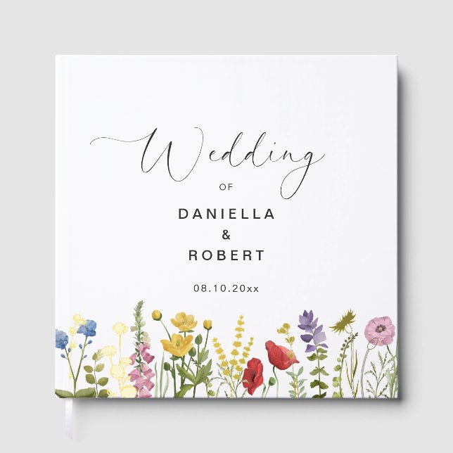 Simple Elegant Wildflower Wedding  Gästebuch (Vorderseite)