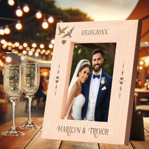 Simple Elegante Love Bird Wedding Foto Geätzte Rahmen