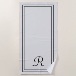 Simple élégante serviette de plage gris noir Monog