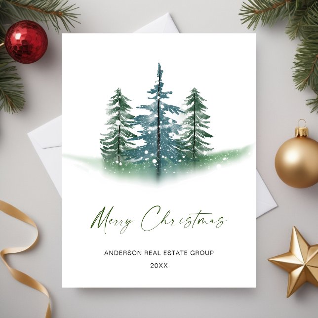 Simple Elegante Tree Christmas Company Gruß Postkarte (Simple Elegant Tree Christmas Company Greeting Postcard)