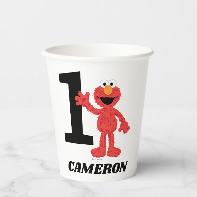 Simple Elmo 1. Geburtstag Pappbecher (Vorderseite)