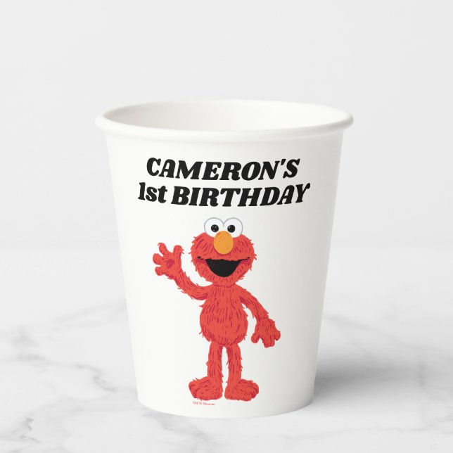 Simple Elmo 1. Geburtstag Pappbecher (Vorderseite)