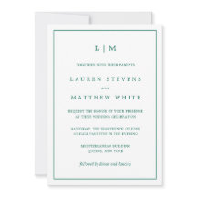 Simple Emerald Green Monogram Elegant Wedding