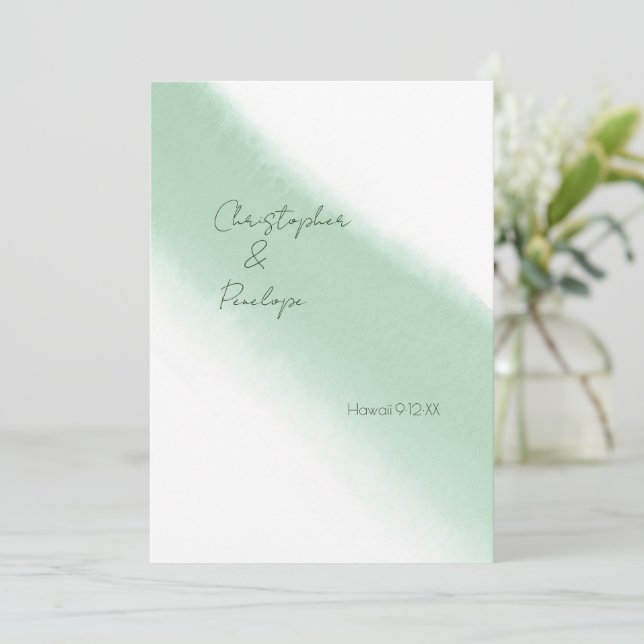 Simple Emerald Green Watercolor Save the Date Einladung (Stehend Vorderseite)