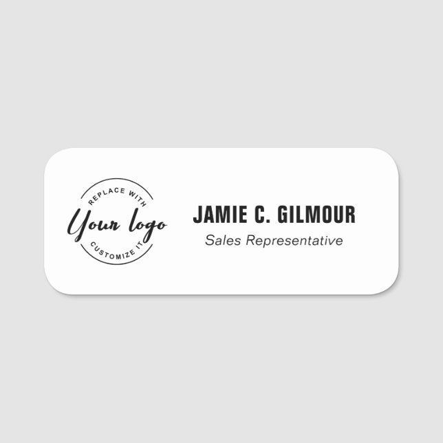 Simple Employee Custom Business logo Namensschild (Vorderseite)