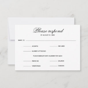 Simple Entree Four Choice - Carte RSVP