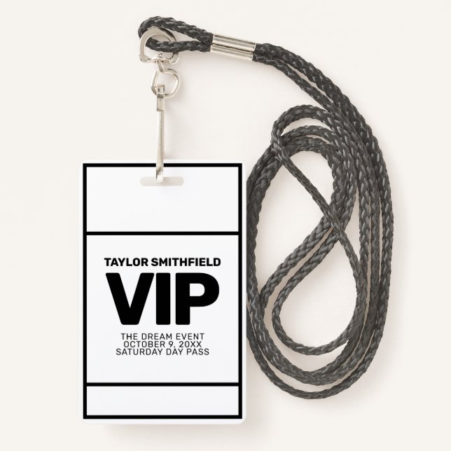 SIMPLE ENTREPRISE MODERNE badge de bannière VIP pe (Devant avec lanière)