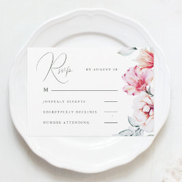 Simple et élégant couleur floral Rsvp blanc