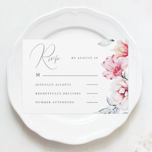 Simple et élégant couleur floral Rsvp blanc (Créateur téléchargé)