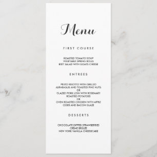 Simple et élégant   Menu Mariage moderne