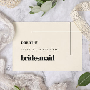Simple et élégante Bridesmaid merci carte texte