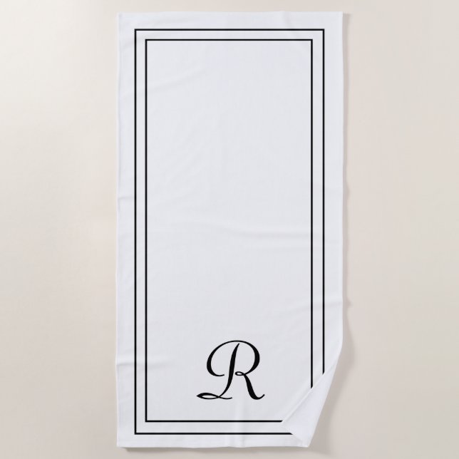 Simple et élégante serviette de plage de Monogram  (Devant)