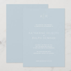 Simple et moderne Faire-part de mariage bleu outre