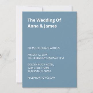 Simple et moderne Faire-part de mariage bleu outre