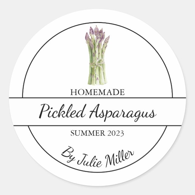 Simple Étiquette d'Asperges cuites maison (Devant)