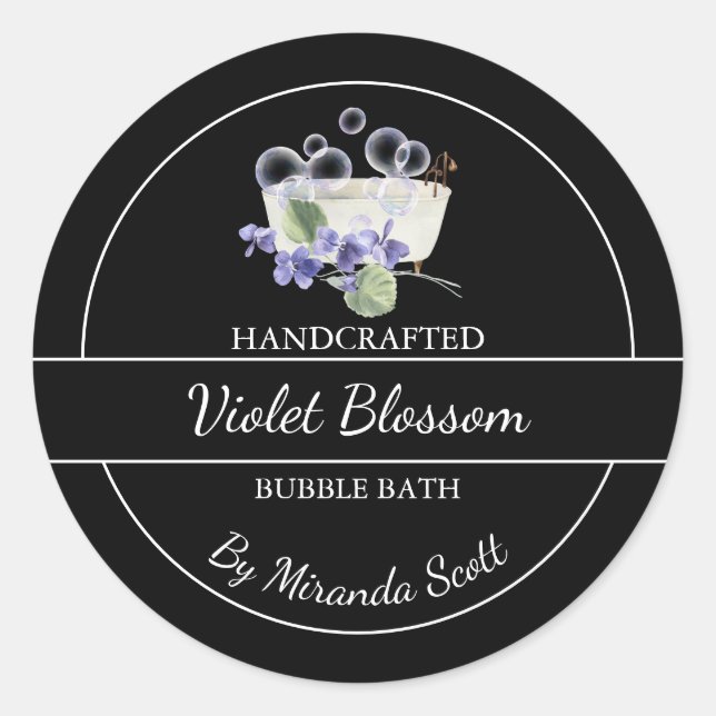 Simple Étiquette de bain à bulle violet fait maiso (Devant)